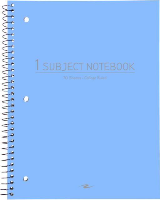 Notebook 1 Subject 10.5'' x 8'' 70 Sheet Serenity Blue