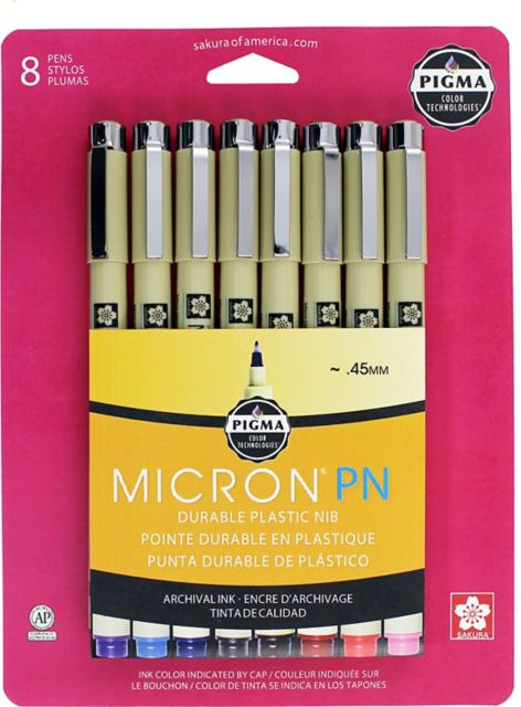 MICRON PLACTIC NIB PEN SET .45MM 8-ASSORTED SIZES