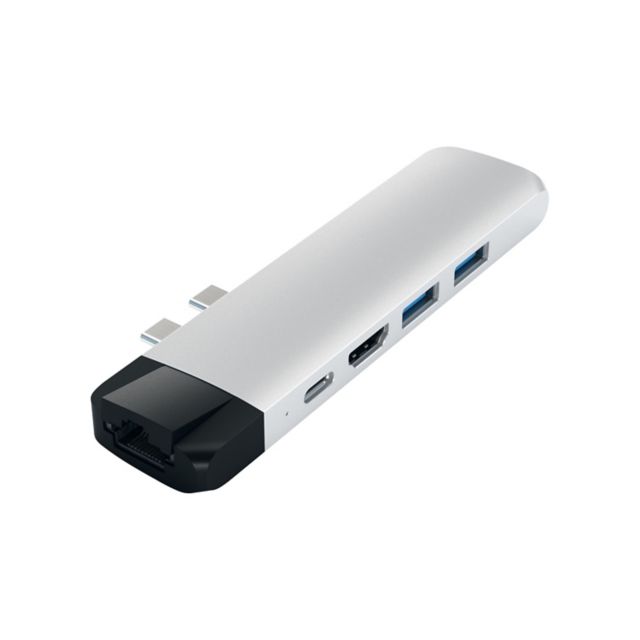 Satechi Type-C Pro Hub Adapter With Ethernet, Silver - ONLINE ONLY