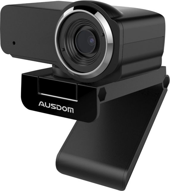 Ausdom Manual Focus 1080P WebCam with Microphone, USB, 12MP, Black  - ONLINE ONLY