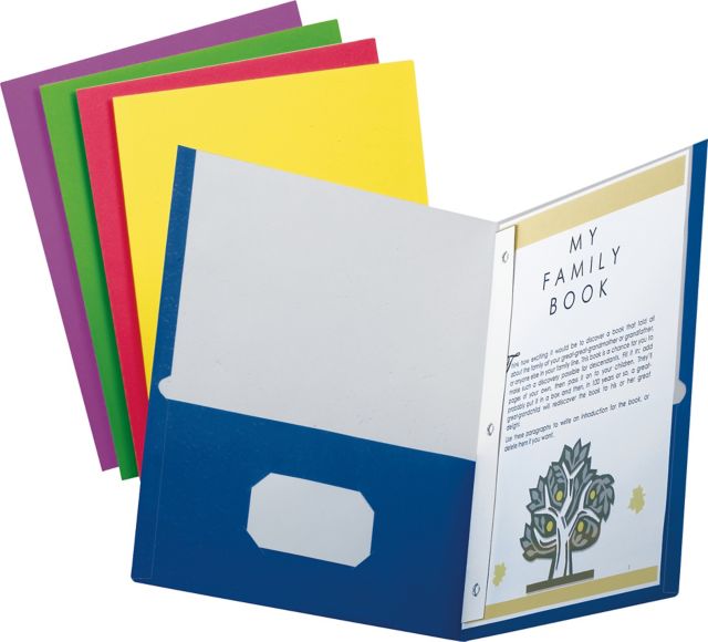 Oxford School Grade Pocket Folder 8.5x11in 25Ct Box 2 Pocket with Fasteners Asst - ONLINE ONLY