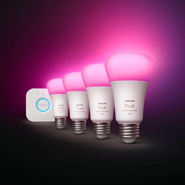 Philips - Hue White and Color Ambiance A19 Bluetooth 75W Smart LED Starter Kit - ONLINE ONLY