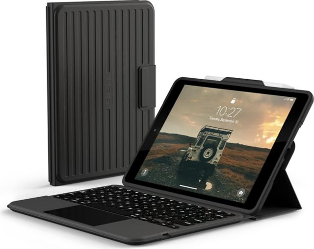 UAG Rugged Bluetooth Detachable Keyboard with Trackpad & Backlit Keys iPad 10.2'' (9th Gen, 2021) Case - Black/Ash