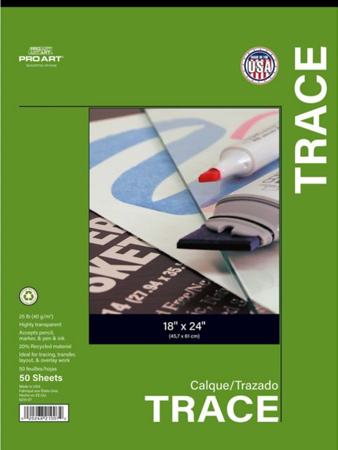 Pro Art 19x24 25-pound Trace Paper Tape Bound Pad 50/Sheets